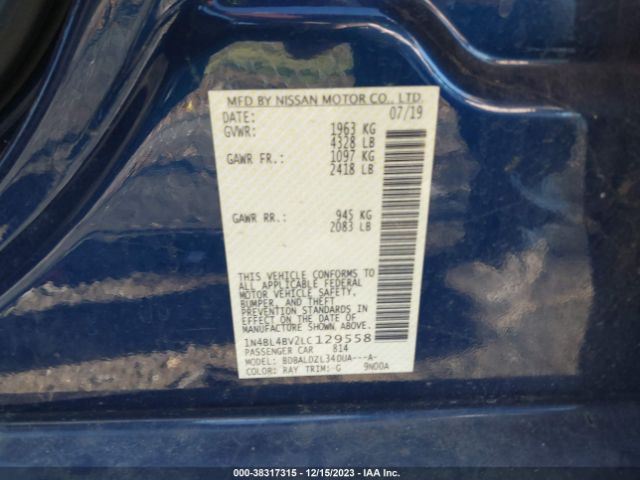 Photo 8 VIN: 1N4BL4BV2LC129558 - NISSAN ALTIMA 