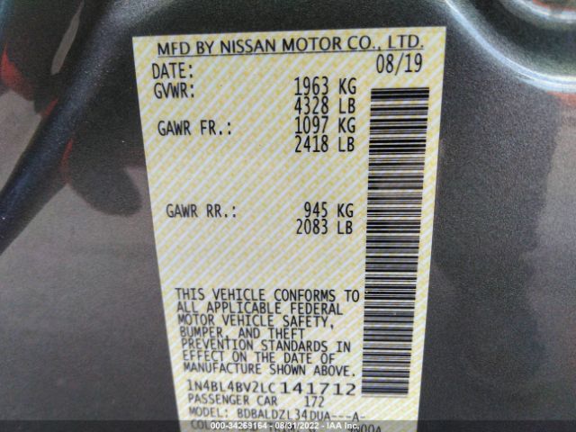 Photo 8 VIN: 1N4BL4BV2LC141712 - NISSAN ALTIMA 