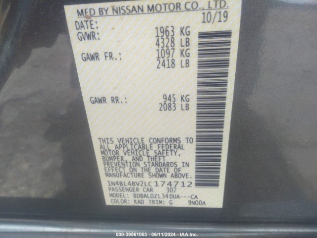 Photo 8 VIN: 1N4BL4BV2LC174712 - NISSAN ALTIMA 