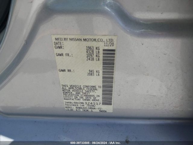 Photo 8 VIN: 1N4BL4BV2MN324517 - NISSAN ALTIMA 