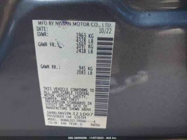 Photo 8 VIN: 1N4BL4BV2PN321007 - NISSAN ALTIMA 