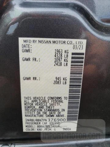 Photo 12 VIN: 1N4BL4BV2PN376900 - NISSAN ALTIMA 