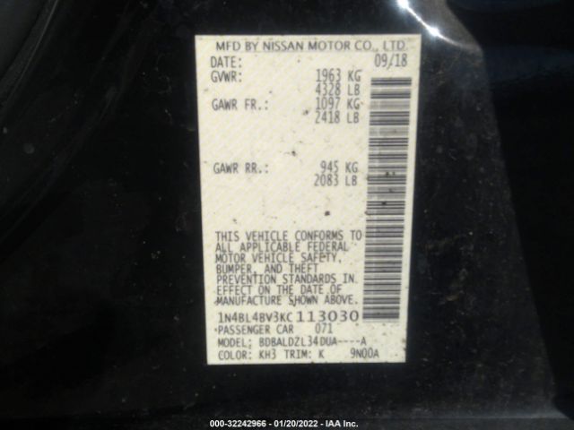 Photo 8 VIN: 1N4BL4BV3KC113030 - NISSAN ALTIMA 