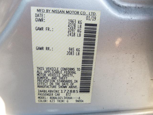 Photo 9 VIN: 1N4BL4BV3KC172885 - NISSAN ALTIMA S 