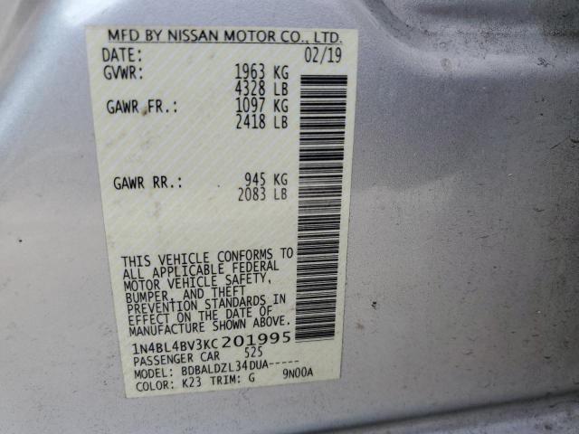 Photo 11 VIN: 1N4BL4BV3KC201995 - NISSAN ALTIMA S 