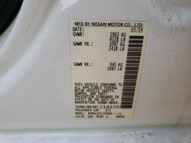 Photo 9 VIN: 1N4BL4BV3KC214570 - NISSAN ALTIMA S 