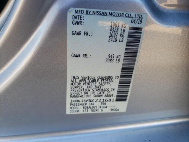 Photo 9 VIN: 1N4BL4BV3KC221681 - NISSAN ALTIMA S 