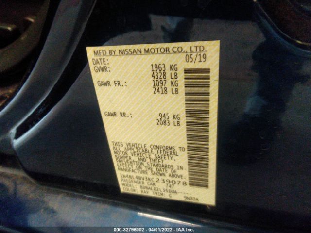 Photo 8 VIN: 1N4BL4BV3KC239078 - NISSAN ALTIMA 