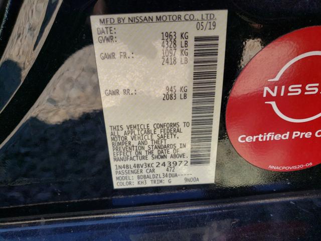 Photo 9 VIN: 1N4BL4BV3KC243972 - NISSAN ALTIMA S 