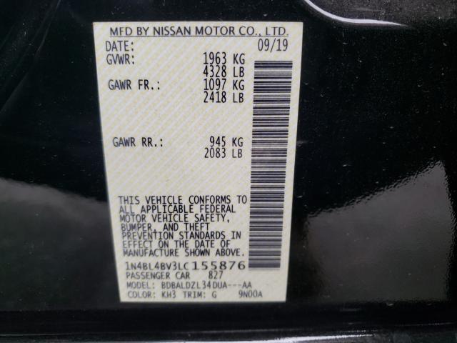 Photo 9 VIN: 1N4BL4BV3LC155876 - NISSAN ALTIMA S 