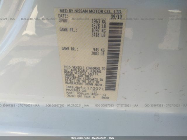 Photo 8 VIN: 1N4BL4BV3LC170071 - NISSAN ALTIMA 