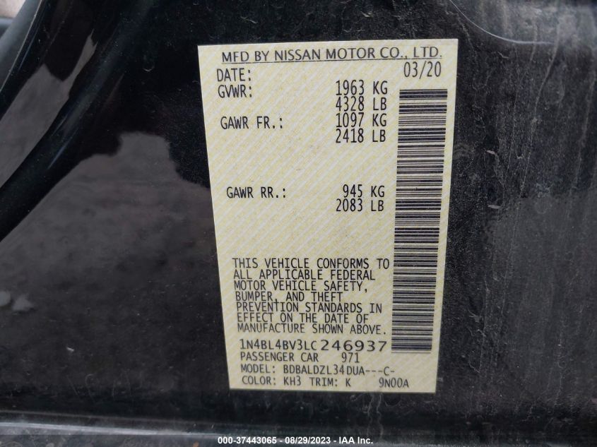 Photo 8 VIN: 1N4BL4BV3LC246937 - NISSAN ALTIMA 