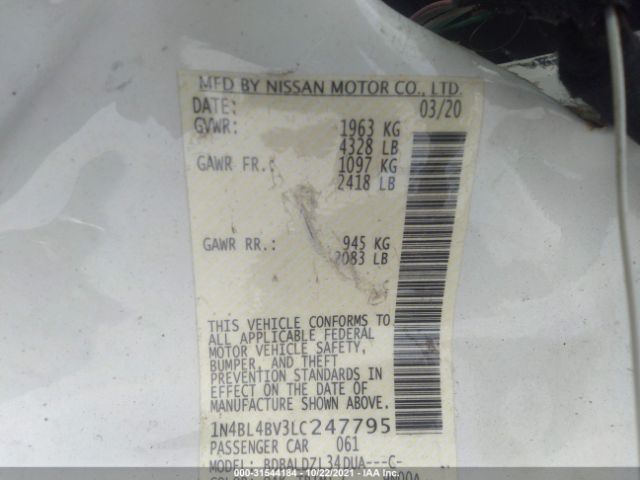 Photo 8 VIN: 1N4BL4BV3LC247795 - NISSAN ALTIMA 