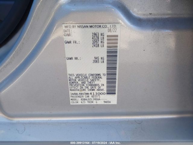 Photo 8 VIN: 1N4BL4BV3NN413000 - NISSAN ALTIMA 