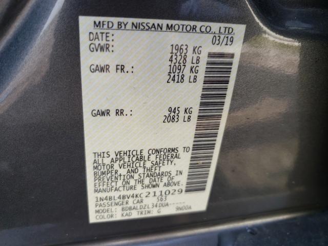 Photo 9 VIN: 1N4BL4BV4KC211029 - NISSAN ALTIMA S 