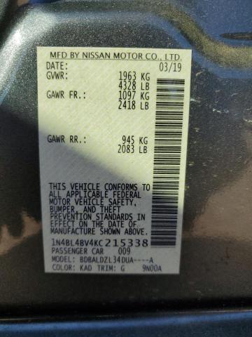 Photo 12 VIN: 1N4BL4BV4KC215338 - NISSAN ALTIMA S 