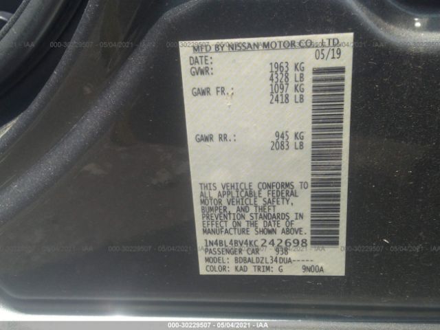 Photo 8 VIN: 1N4BL4BV4KC242698 - NISSAN ALTIMA 