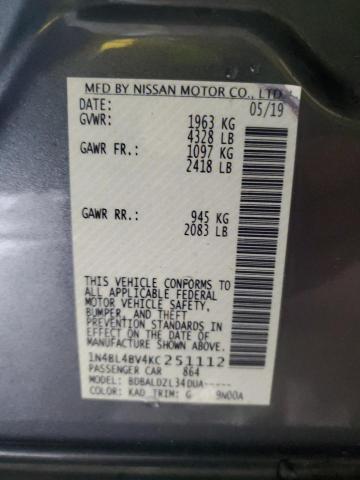 Photo 11 VIN: 1N4BL4BV4KC251112 - NISSAN ALTIMA S 