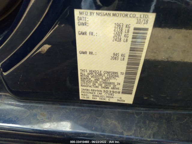 Photo 8 VIN: 1N4BL4BV4KN303908 - NISSAN ALTIMA 