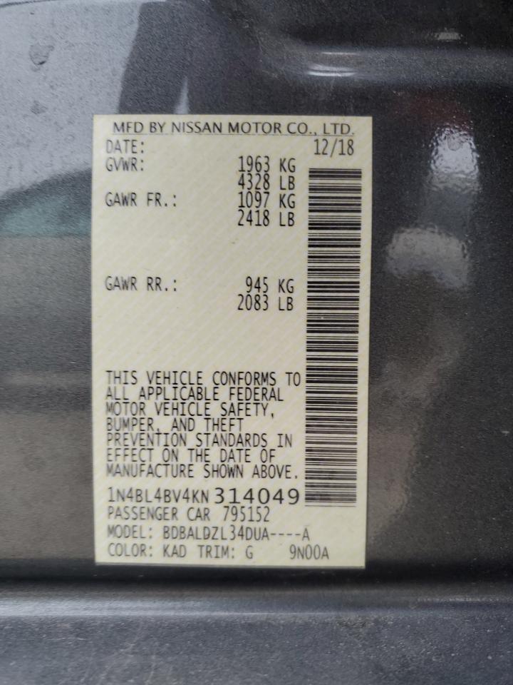 Photo 11 VIN: 1N4BL4BV4KN314049 - NISSAN ALTIMA 