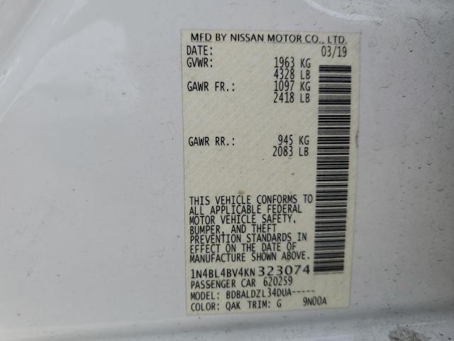 Photo 11 VIN: 1N4BL4BV4KN323074 - NISSAN ALTIMA S 