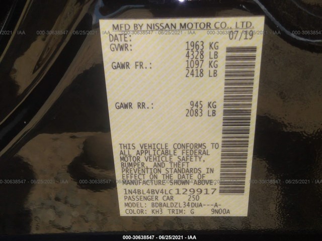 Photo 8 VIN: 1N4BL4BV4LC129917 - NISSAN ALTIMA 