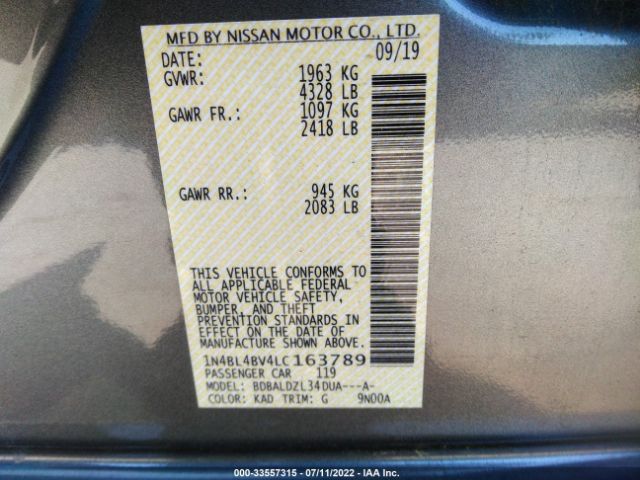 Photo 8 VIN: 1N4BL4BV4LC163789 - NISSAN ALTIMA 