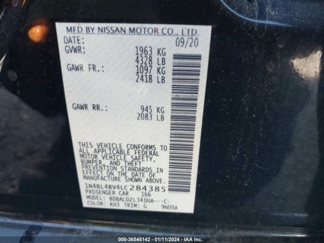 Photo 8 VIN: 1N4BL4BV4LC284385 - NISSAN ALTIMA 