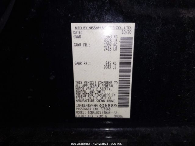 Photo 8 VIN: 1N4BL4BV4MN306889 - NISSAN ALTIMA 