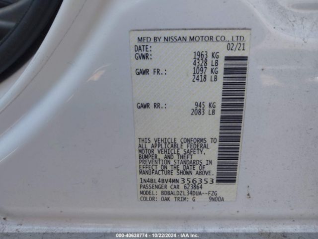 Photo 8 VIN: 1N4BL4BV4MN356353 - NISSAN ALTIMA 