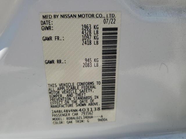 Photo 11 VIN: 1N4BL4BV4NN403138 - NISSAN ALTIMA S 