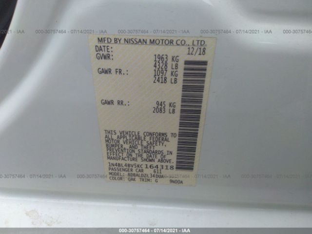 Photo 8 VIN: 1N4BL4BV5KC164318 - NISSAN ALTIMA 