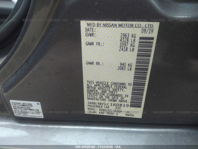 Photo 8 VIN: 1N4BL4BV5LC160819 - NISSAN ALTIMA 