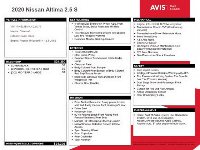 Photo 9 VIN: 1N4BL4BV5LC221277 - NISSAN ALTIMA S 