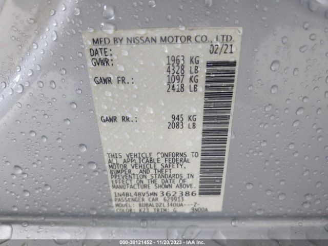 Photo 8 VIN: 1N4BL4BV5MN362386 - NISSAN ALTIMA 