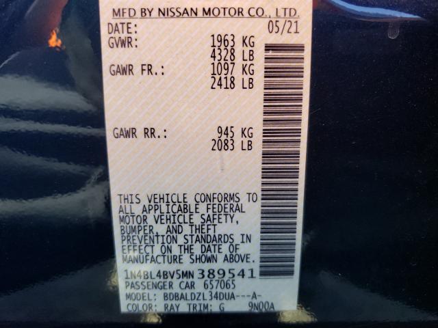 Photo 9 VIN: 1N4BL4BV5MN389541 - NISSAN ALTIMA S 