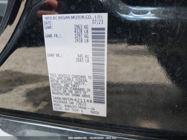 Photo 8 VIN: 1N4BL4BV5PN421148 - NISSAN ALTIMA 