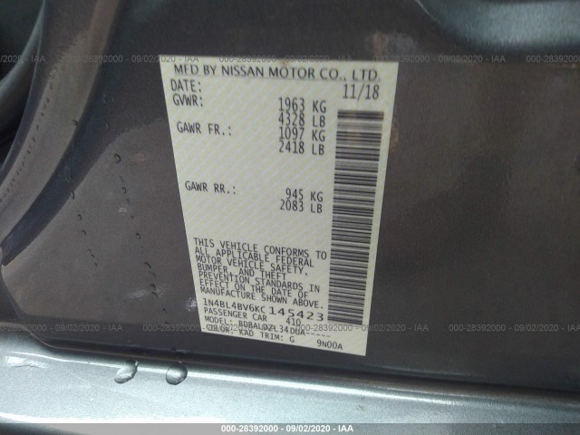 Photo 8 VIN: 1N4BL4BV6KC145423 - NISSAN ALTIMA 