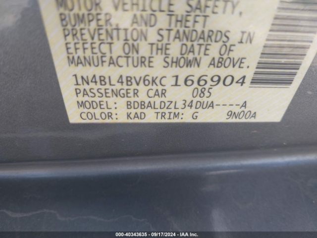 Photo 8 VIN: 1N4BL4BV6KC166904 - NISSAN ALTIMA 