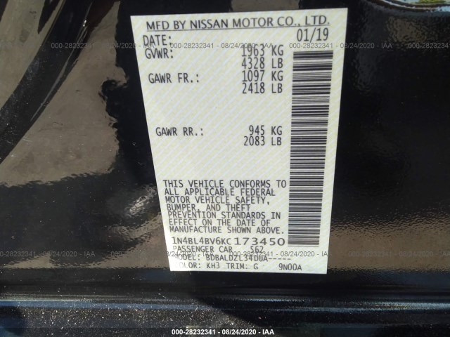 Photo 8 VIN: 1N4BL4BV6KC173450 - NISSAN ALTIMA 