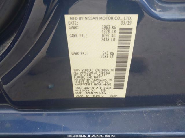 Photo 8 VIN: 1N4BL4BV6KC205880 - NISSAN ALTIMA 