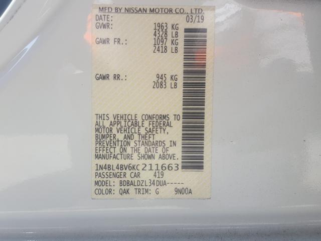 Photo 9 VIN: 1N4BL4BV6KC211663 - NISSAN ALTIMA S 