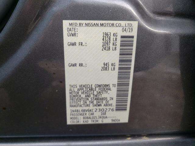 Photo 9 VIN: 1N4BL4BV6KC230276 - NISSAN ALTIMA S 