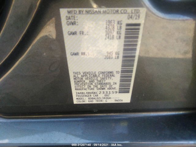 Photo 8 VIN: 1N4BL4BV6KC233159 - NISSAN ALTIMA 