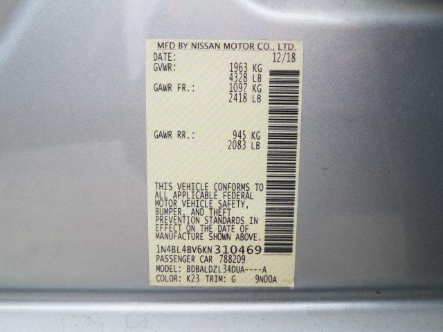 Photo 9 VIN: 1N4BL4BV6KN310469 - NISSAN ALTIMA S 