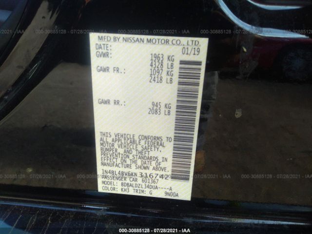 Photo 8 VIN: 1N4BL4BV6KN316742 - NISSAN ALTIMA 