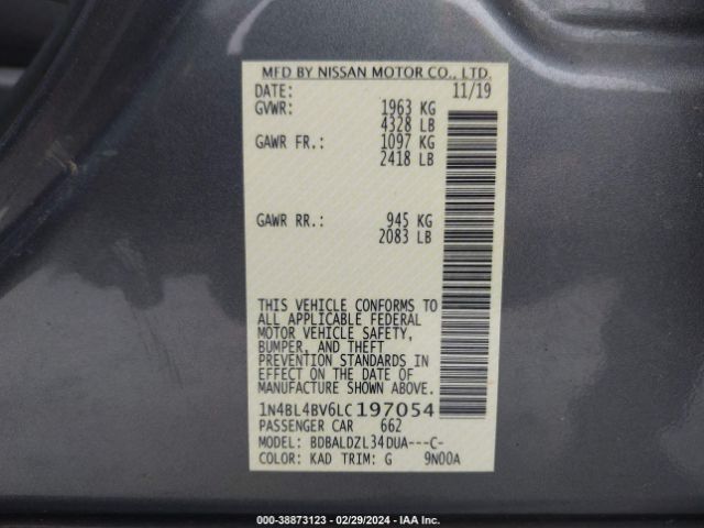 Photo 8 VIN: 1N4BL4BV6LC197054 - NISSAN ALTIMA 