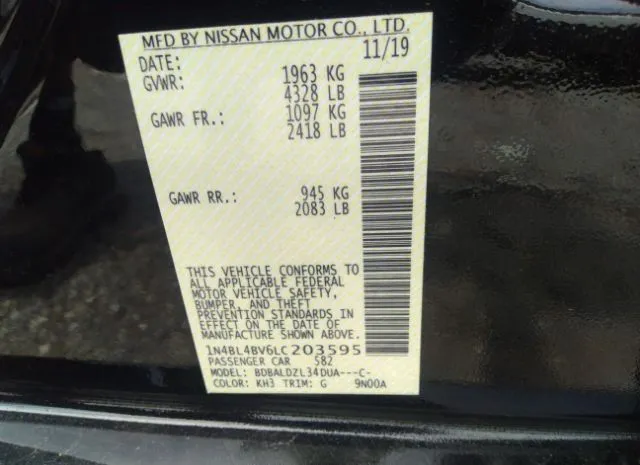 Photo 8 VIN: 1N4BL4BV6LC203595 - NISSAN ALTIMA 