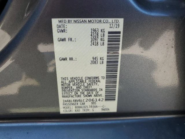 Photo 11 VIN: 1N4BL4BV6LC206142 - NISSAN ALTIMA S 