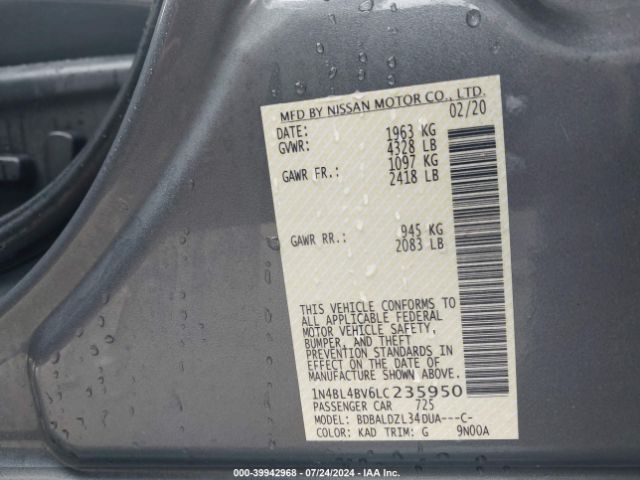 Photo 8 VIN: 1N4BL4BV6LC235950 - NISSAN ALTIMA 